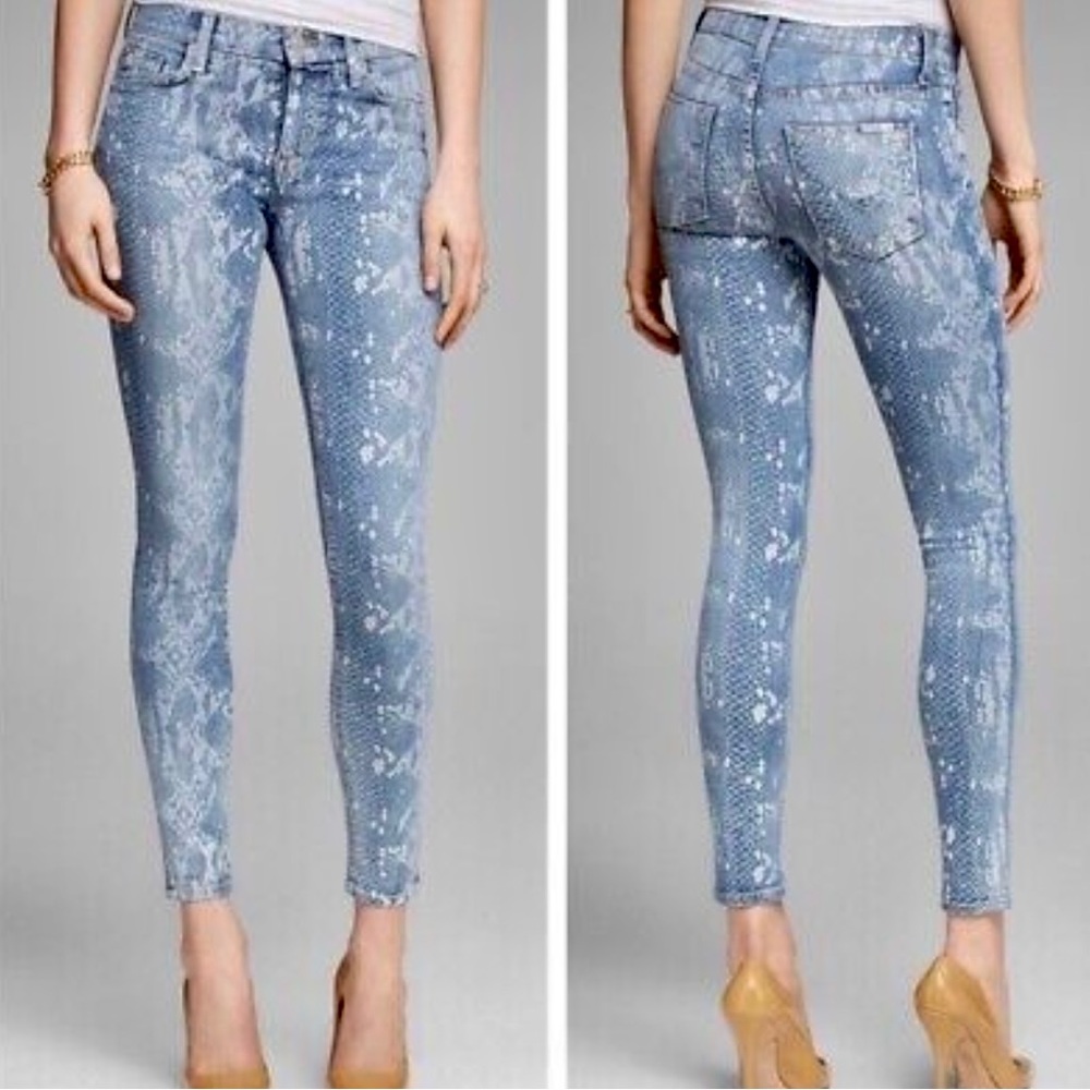 Hudson Nico Snakeskin Mid Rise Super Skinny Jeans